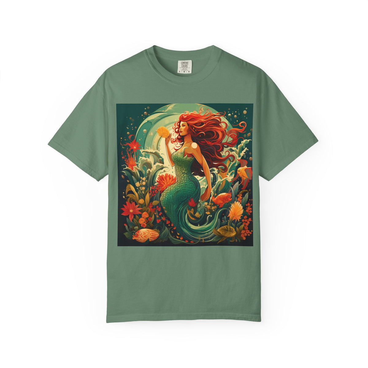 Mermaid Fantasy T-Shirt — Redhead Sea Siren Illustration