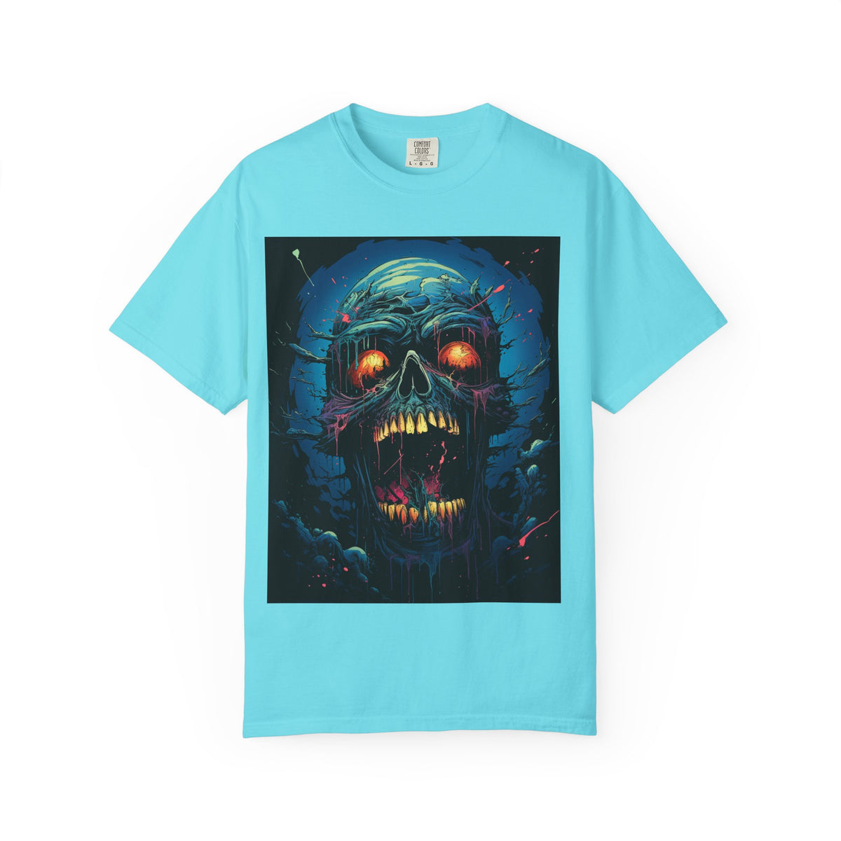 Horror Skull T-Shirt — Glowing Zombie Skull Graphic Tee for Halloween