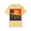 Vintage Sunset Car T‑Shirt — Retro Palm Beach Cruiser Tee
