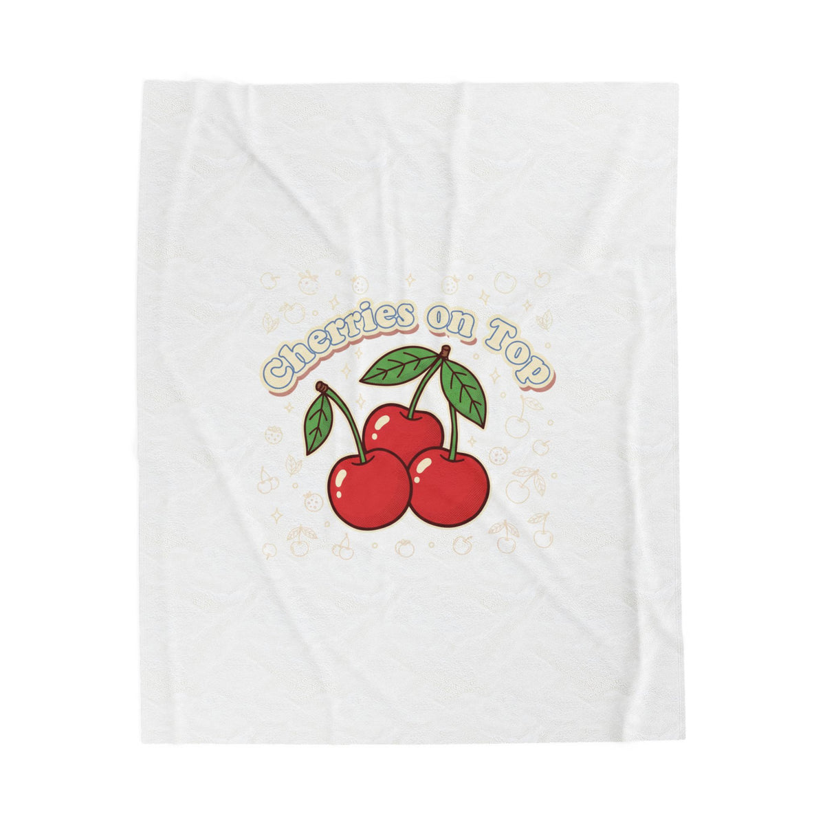 Cherries on Top Plush Blanket | Retro Kawaii Fruit Motif