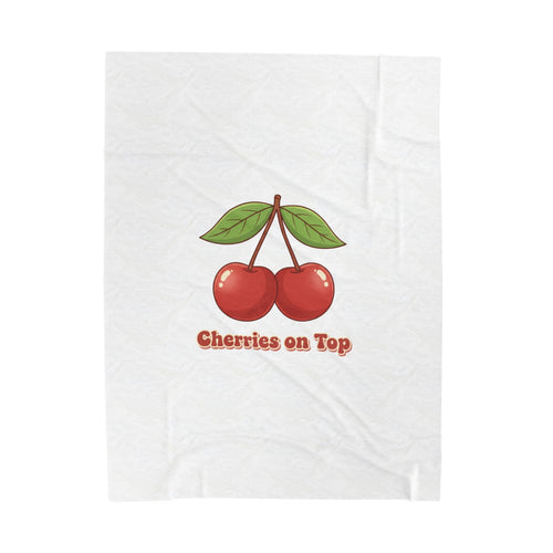 Cherries on Top Plush Blanket | Retro Kawaii Fruit Design