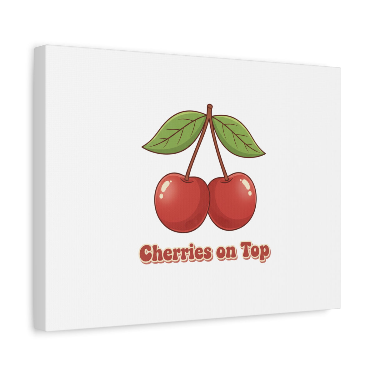 Cherry Illustration Canvas, vintage cherry fruit motif | kawaii retro wall art