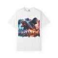 King Kong vs Monster Cityscape T-shirt | Giant Ape vs Serpent Illustration