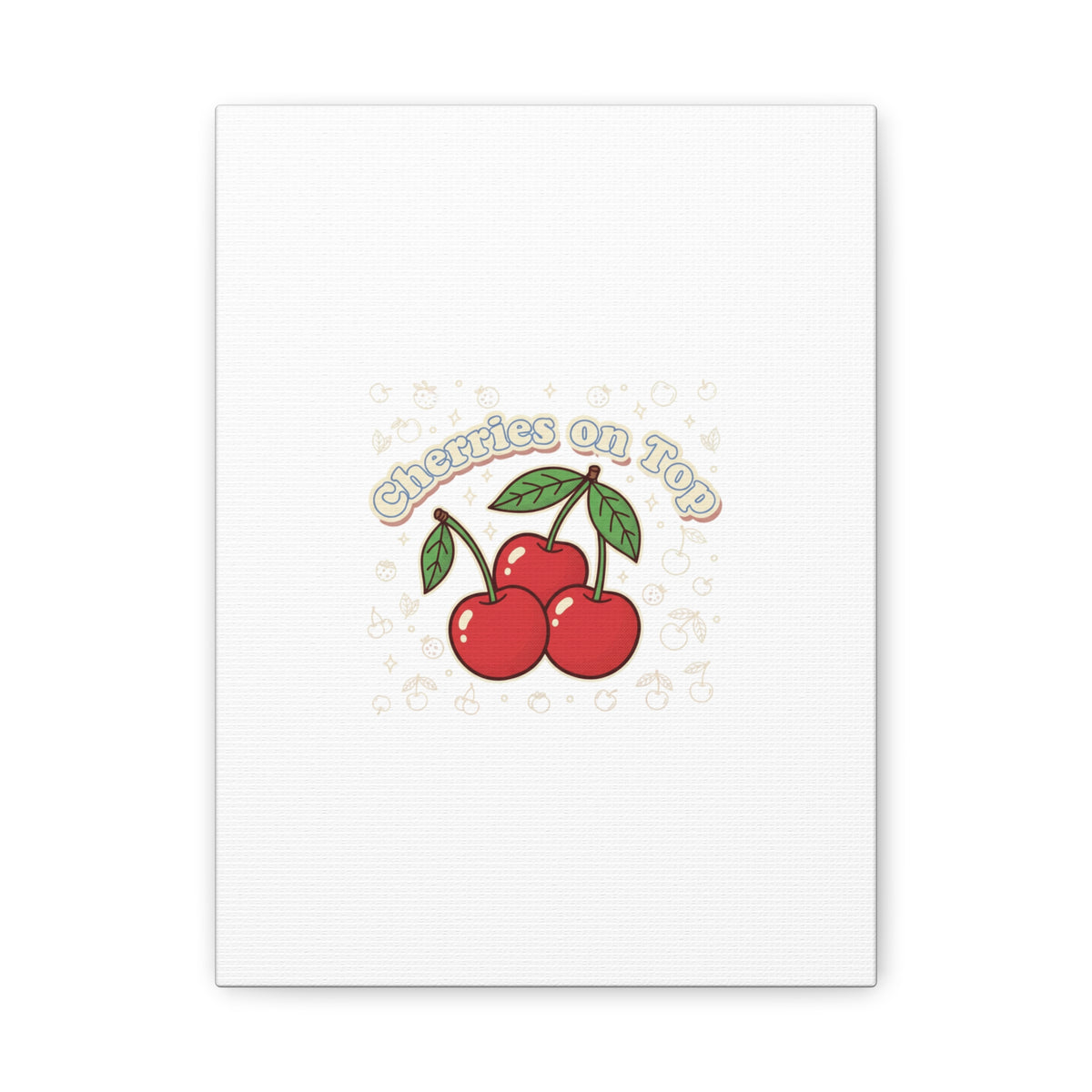Cherries on Top Canvas | Retro Kawaii Fruit Print, Cherry Wall Art