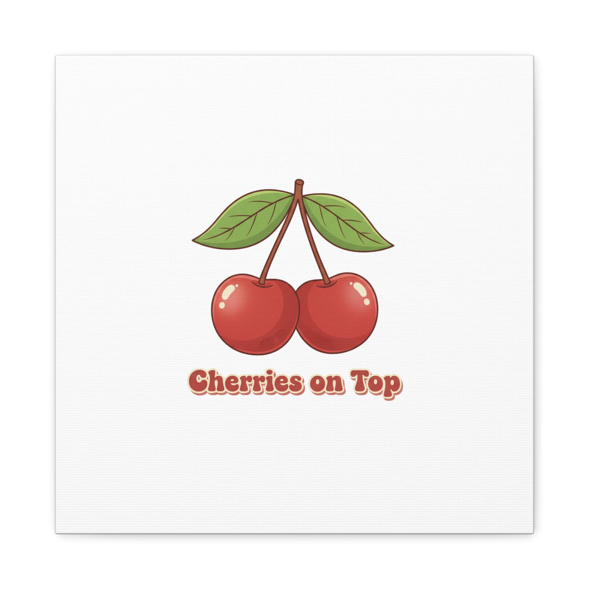 Cherry Illustration Canvas, vintage cherry fruit motif | kawaii retro wall art