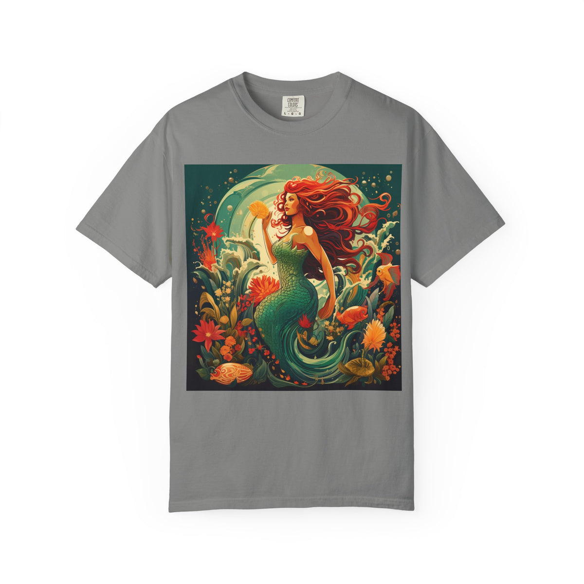 Mermaid Fantasy T-Shirt — Redhead Sea Siren Illustration