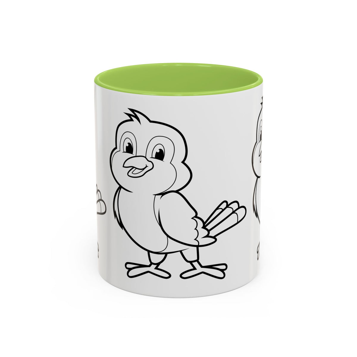 Bird Coloring Accent Coffee Mug — Cute Outline Chick Design (11/15 oz)