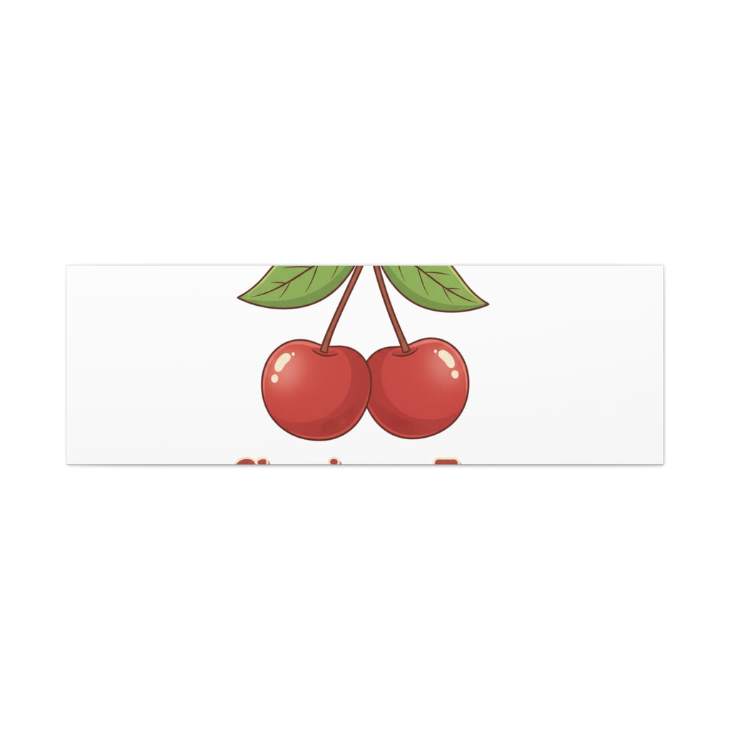 Cherry Illustration Canvas, vintage cherry fruit motif | kawaii retro wall art
