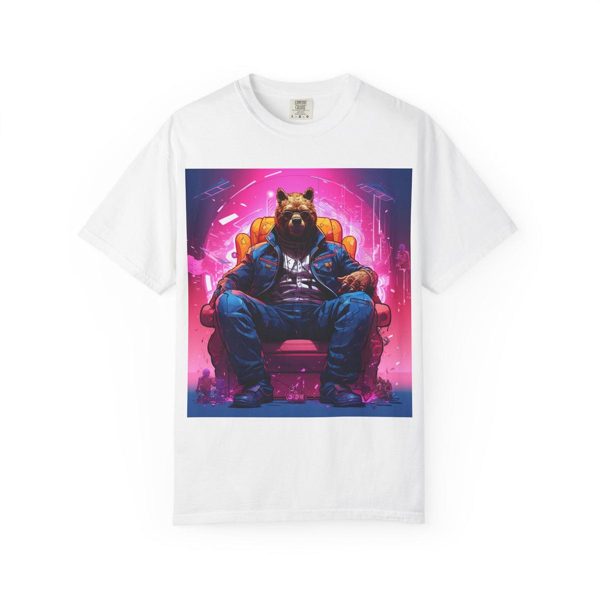 Bear Boss Graphic T-Shirt — Neon Cyberpunk Streetwear