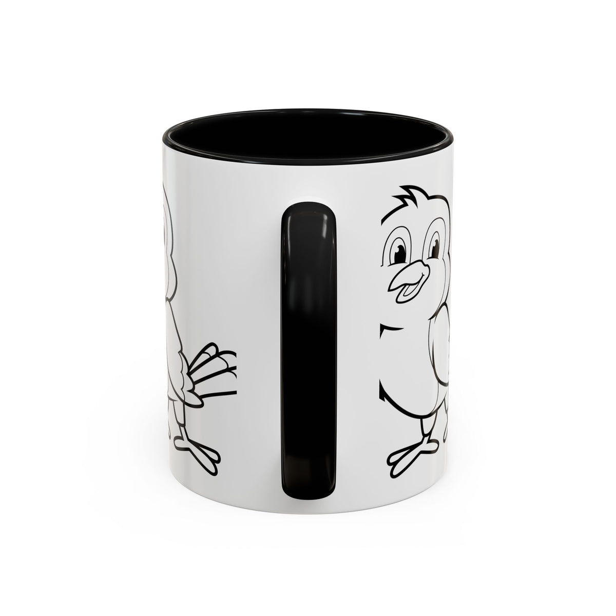 Bird Coloring Accent Coffee Mug — Cute Outline Chick Design (11/15 oz)