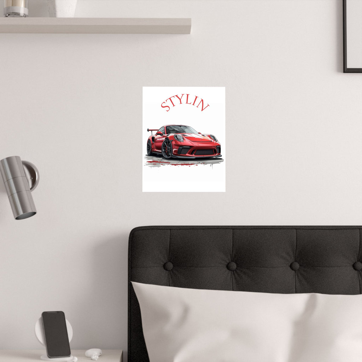 Sports Car Poster — 'STYLIN' Red Racecar Satin Print