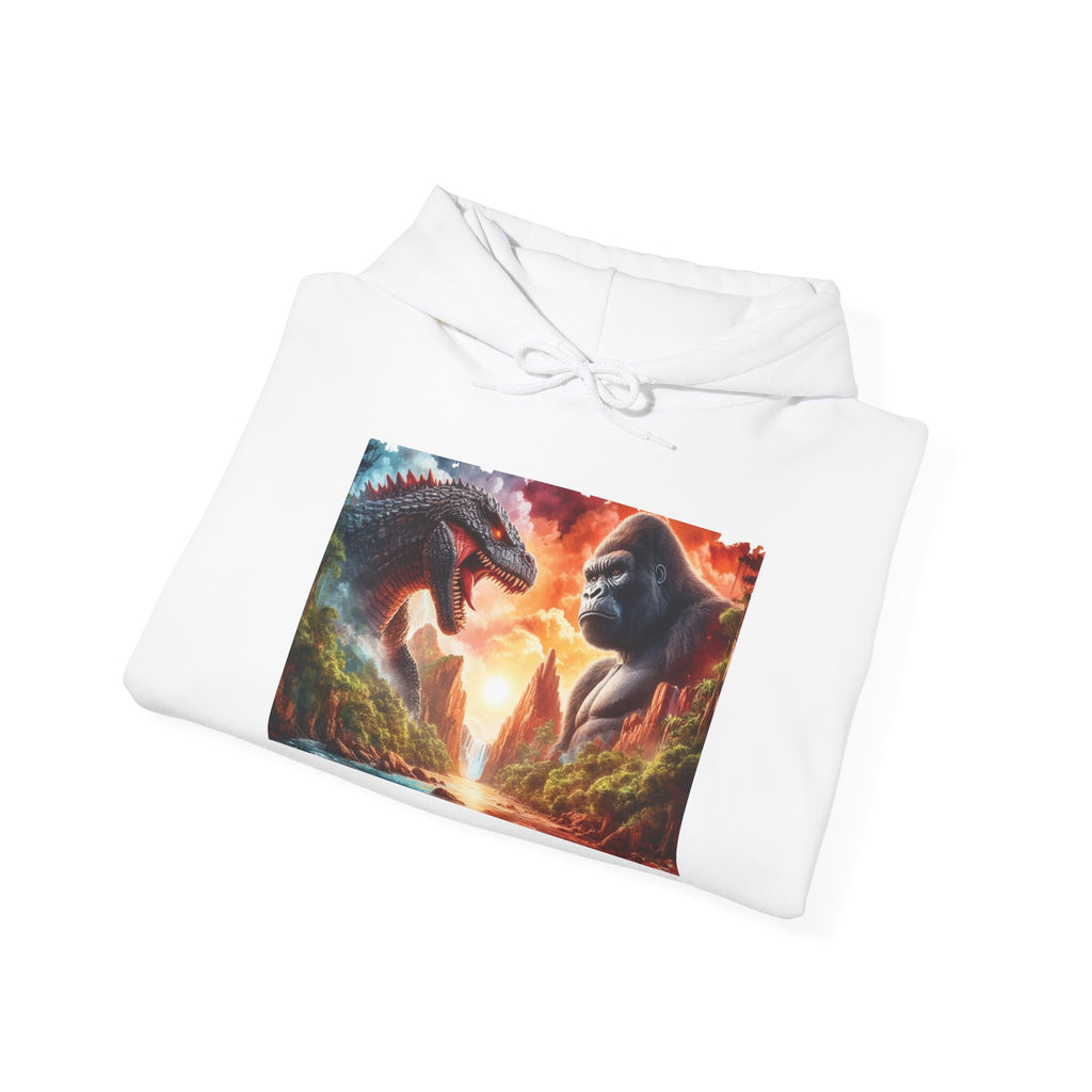 Dragon Battle Hoodie - Mythical Dragon Sunset Graphic Sweatshirt