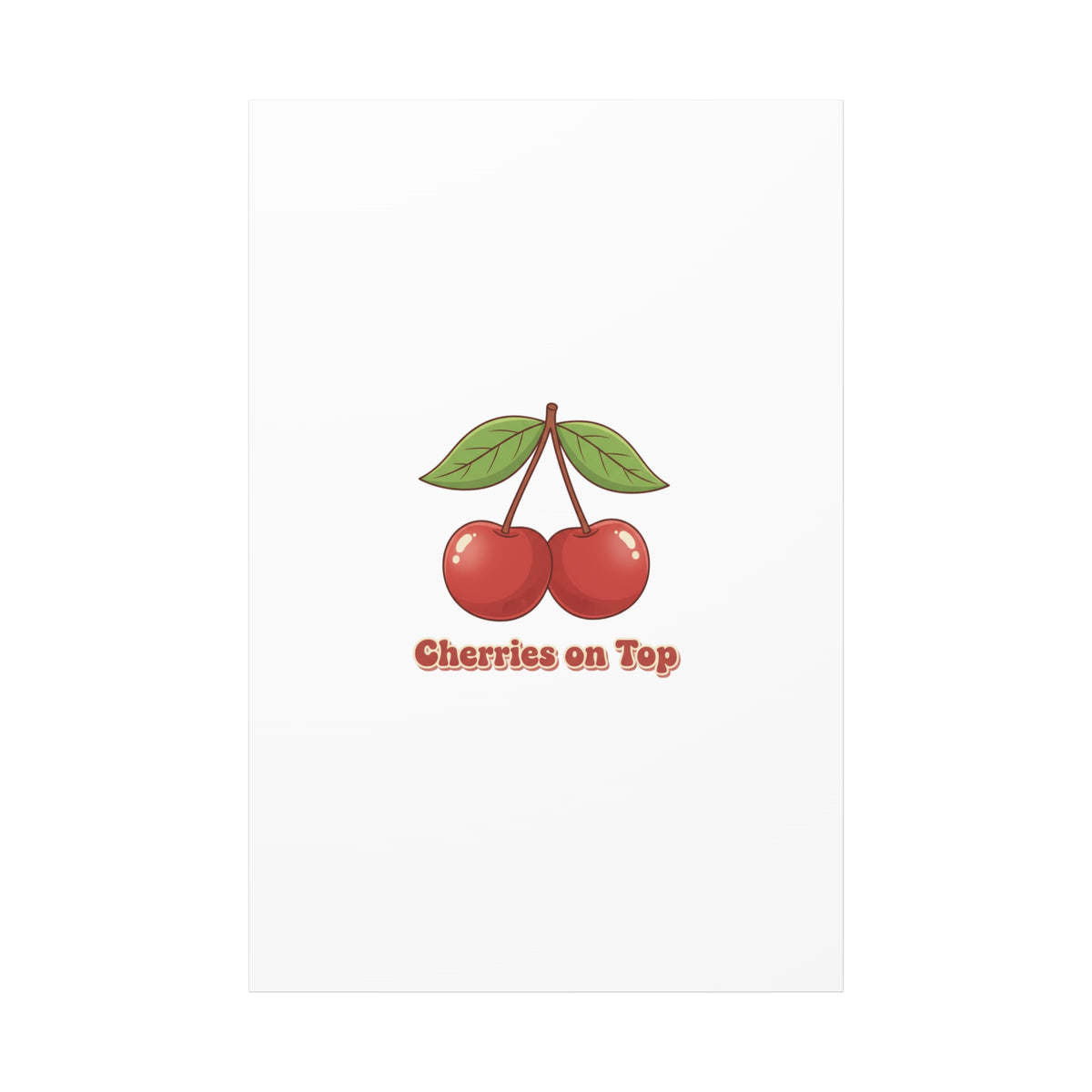 Cherry Illustration Canvas, vintage cherry fruit motif | kawaii retro wall art