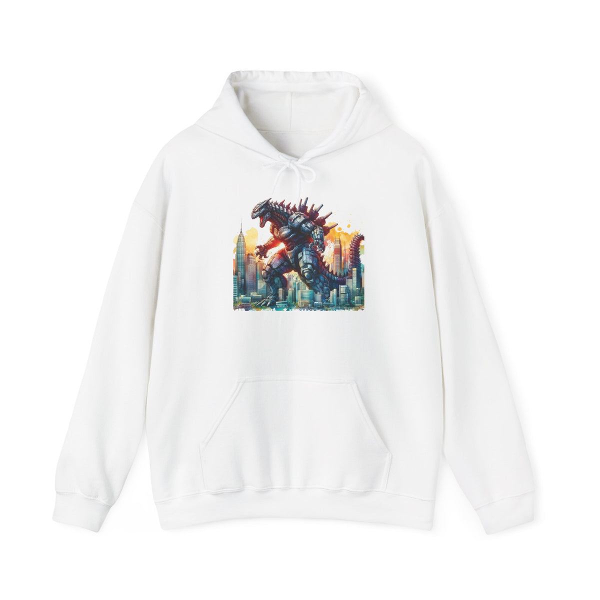 Godzilla Cityscape Hoodie – Retro Monster Graphic Pullover