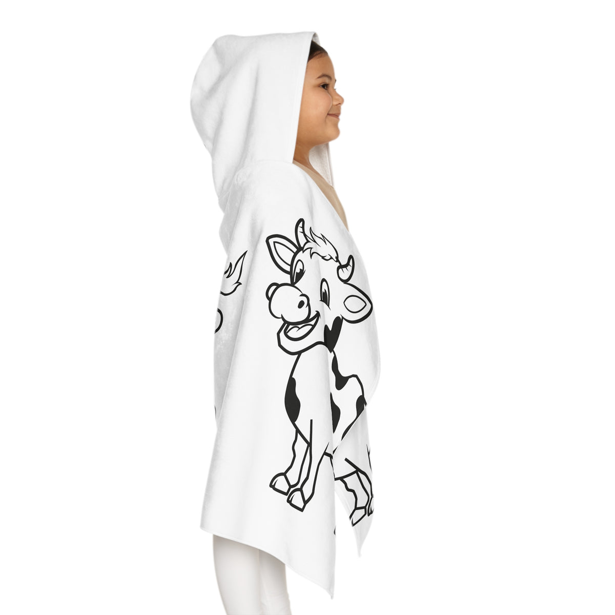 Cow Print Kids Hooded Towel — Cute Cartoon Calf Beach & Bath Wrap