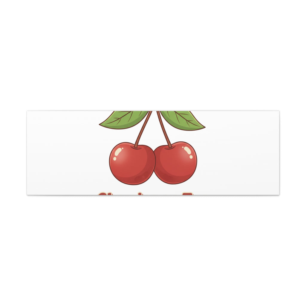 Cherry Illustration Canvas, vintage cherry fruit motif | kawaii retro wall art