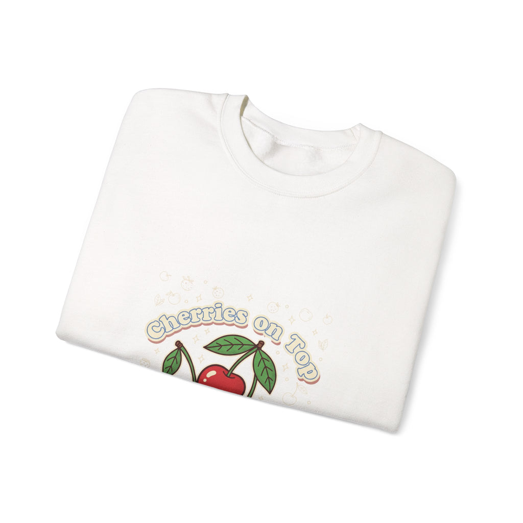 Cherries on Top Crewneck Sweatshirt | vintage cherry design, kawaii fruit graphic