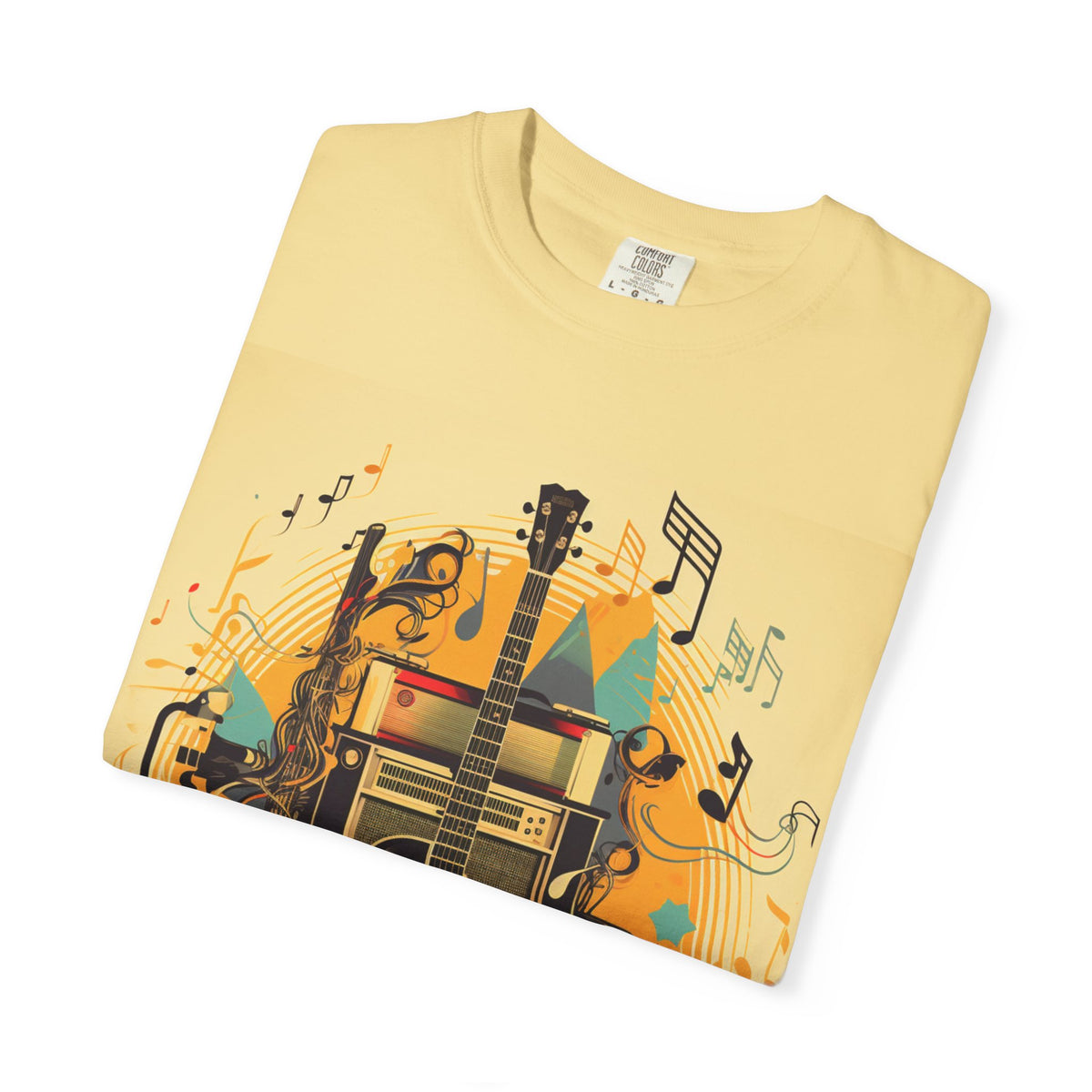 Vintage Guitar Music Tee — Retro Amplifier & Notes Graphic T-Shirt