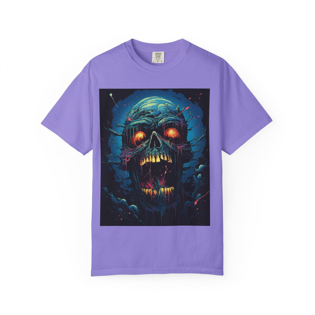 Horror Skull T-Shirt — Glowing Zombie Skull Graphic Tee for Halloween