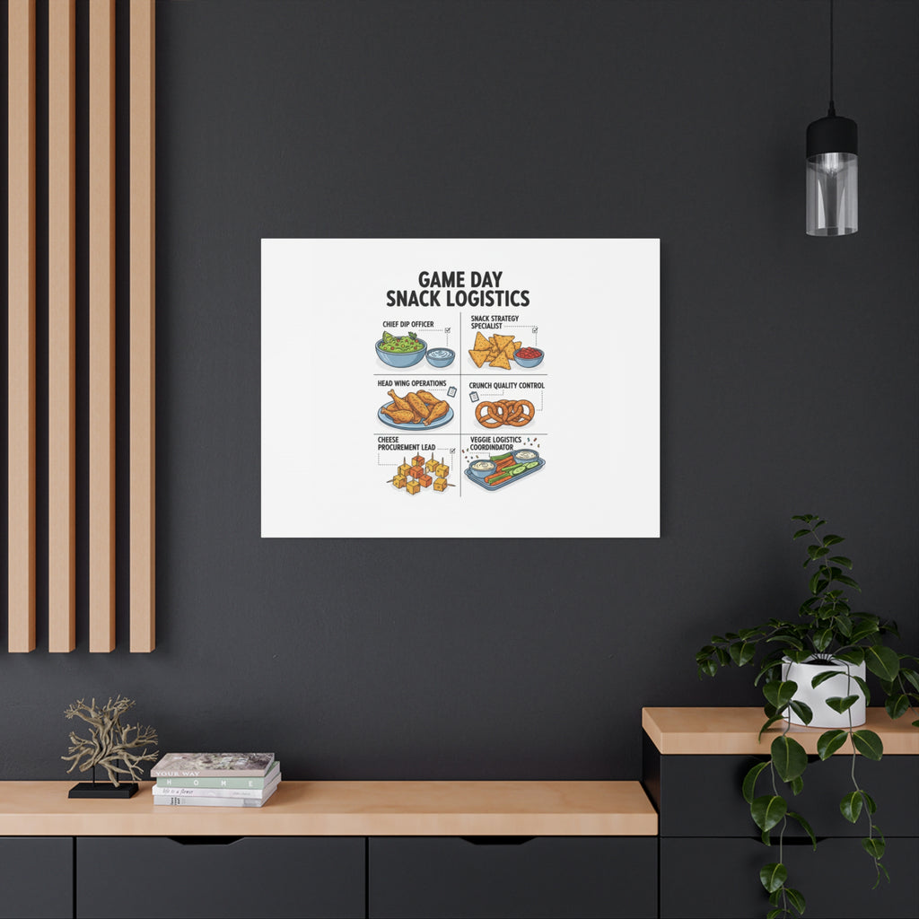 Game Day Snack Logistics Canvas, Dip Strategist Poster | Game Day Blueprint