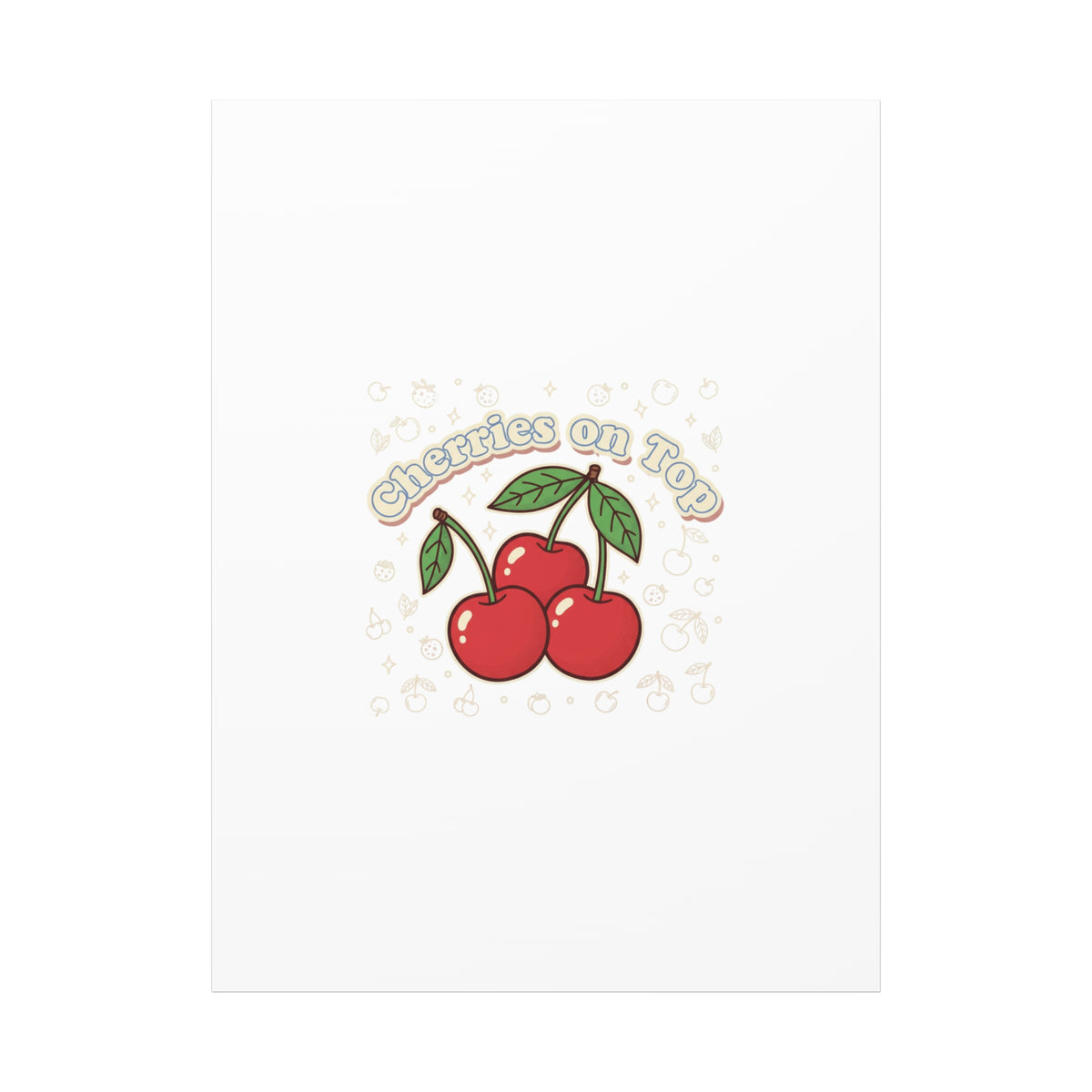 Cherries on Top Canvas | Retro Kawaii Fruit Print, Cherry Wall Art