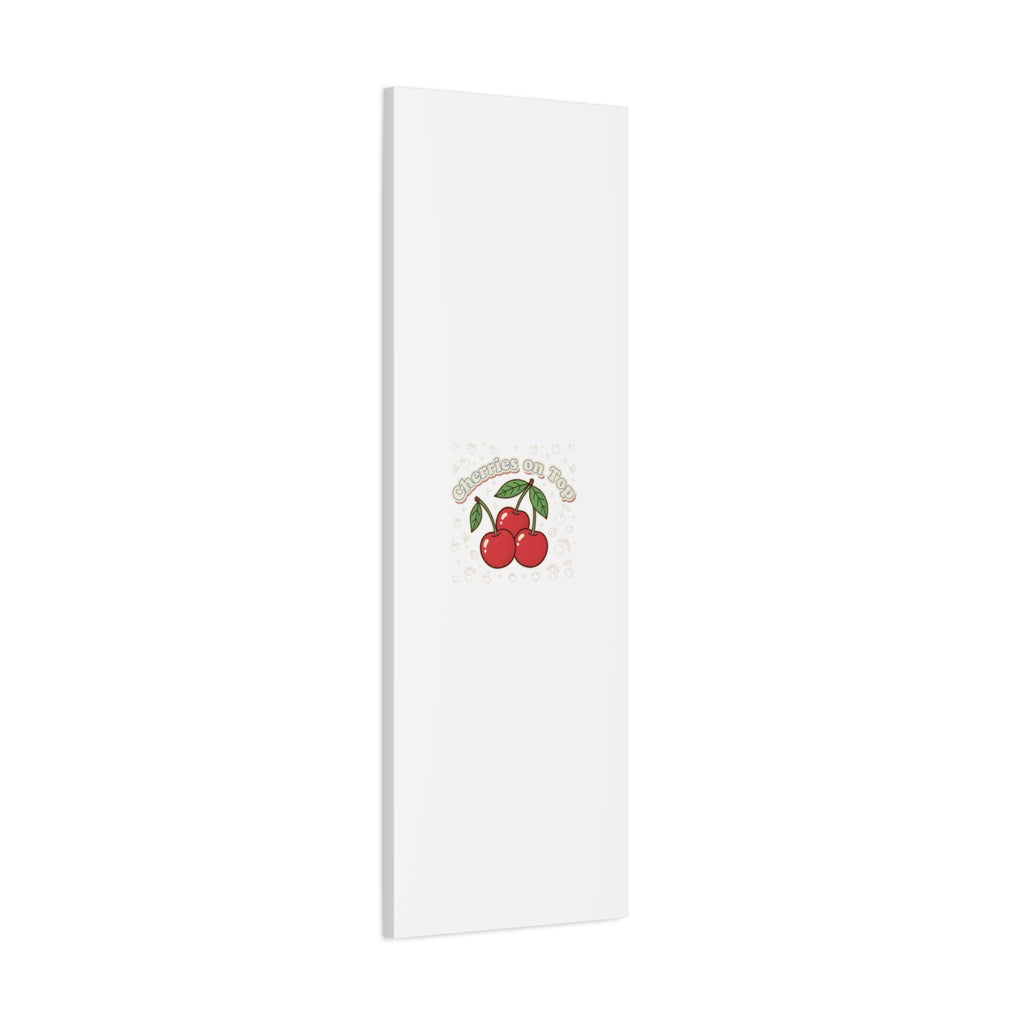 Cherries on Top Canvas | Retro Kawaii Fruit Print, Cherry Wall Art