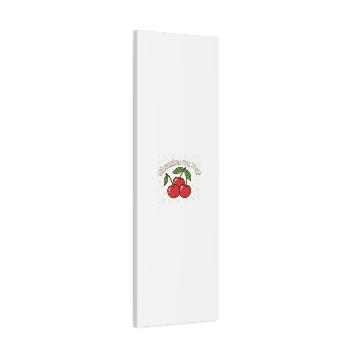 Cherries on Top Canvas | Retro Kawaii Fruit Print, Cherry Wall Art