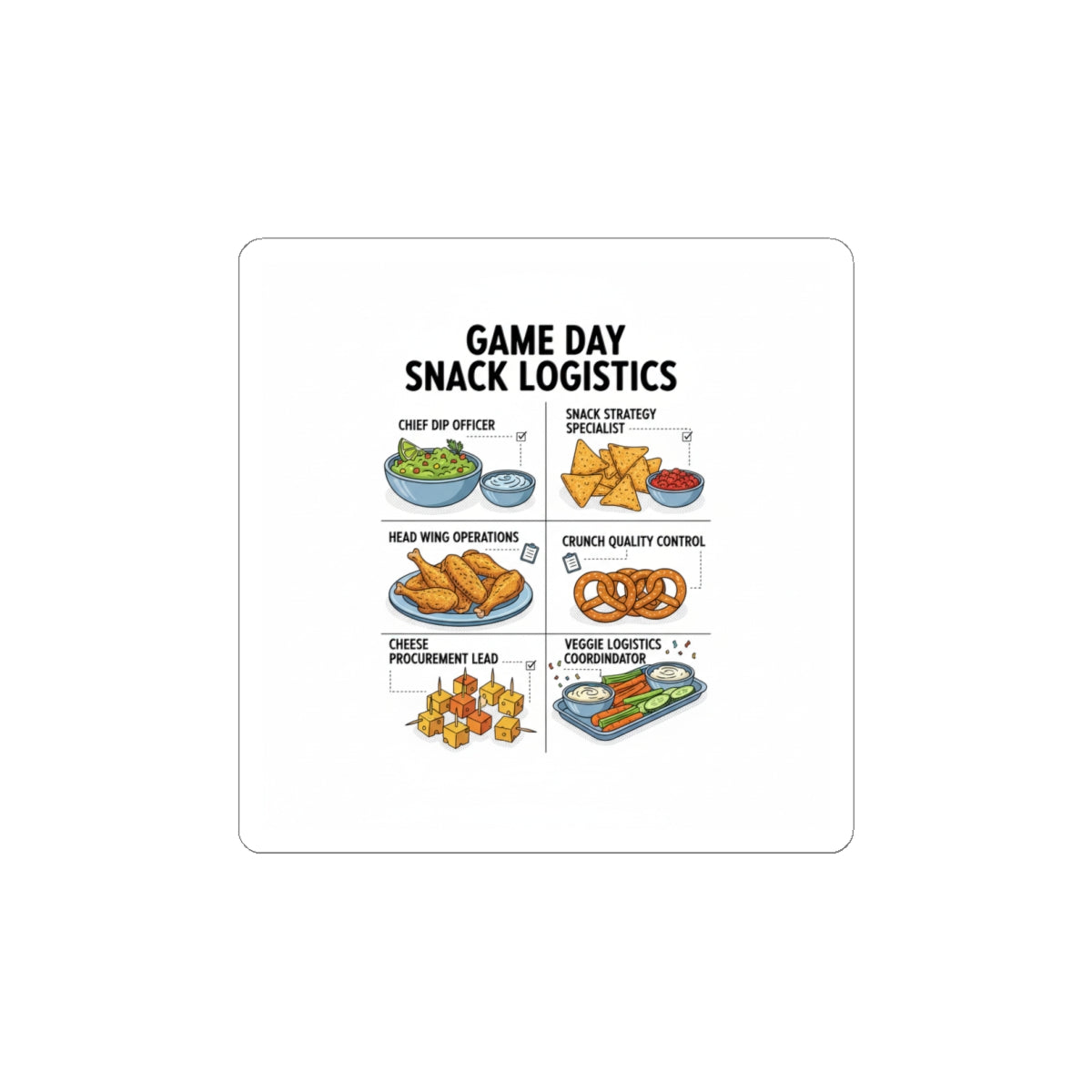 Game Day Snack Logistics Sticker | dip strategist, tailgate blueprint