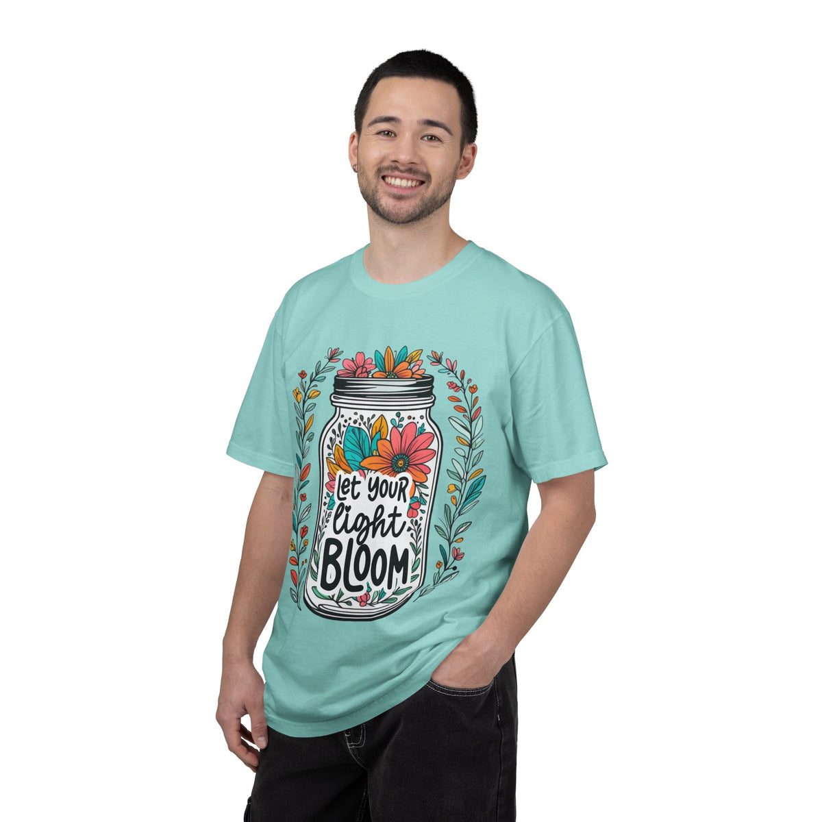 Let Your Light Bloom T-Shirt — Floral Mason Jar Inspirational Tee