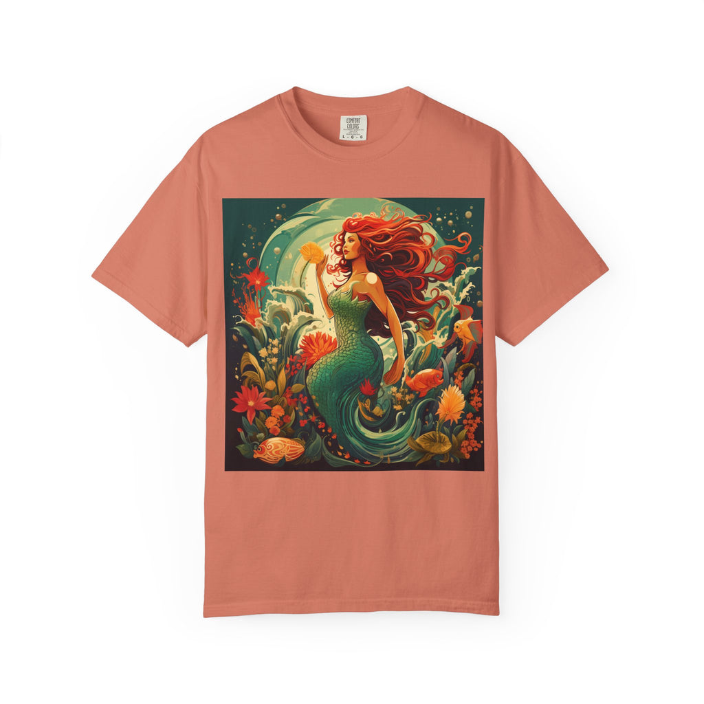 Mermaid Fantasy T-Shirt — Redhead Sea Siren Illustration