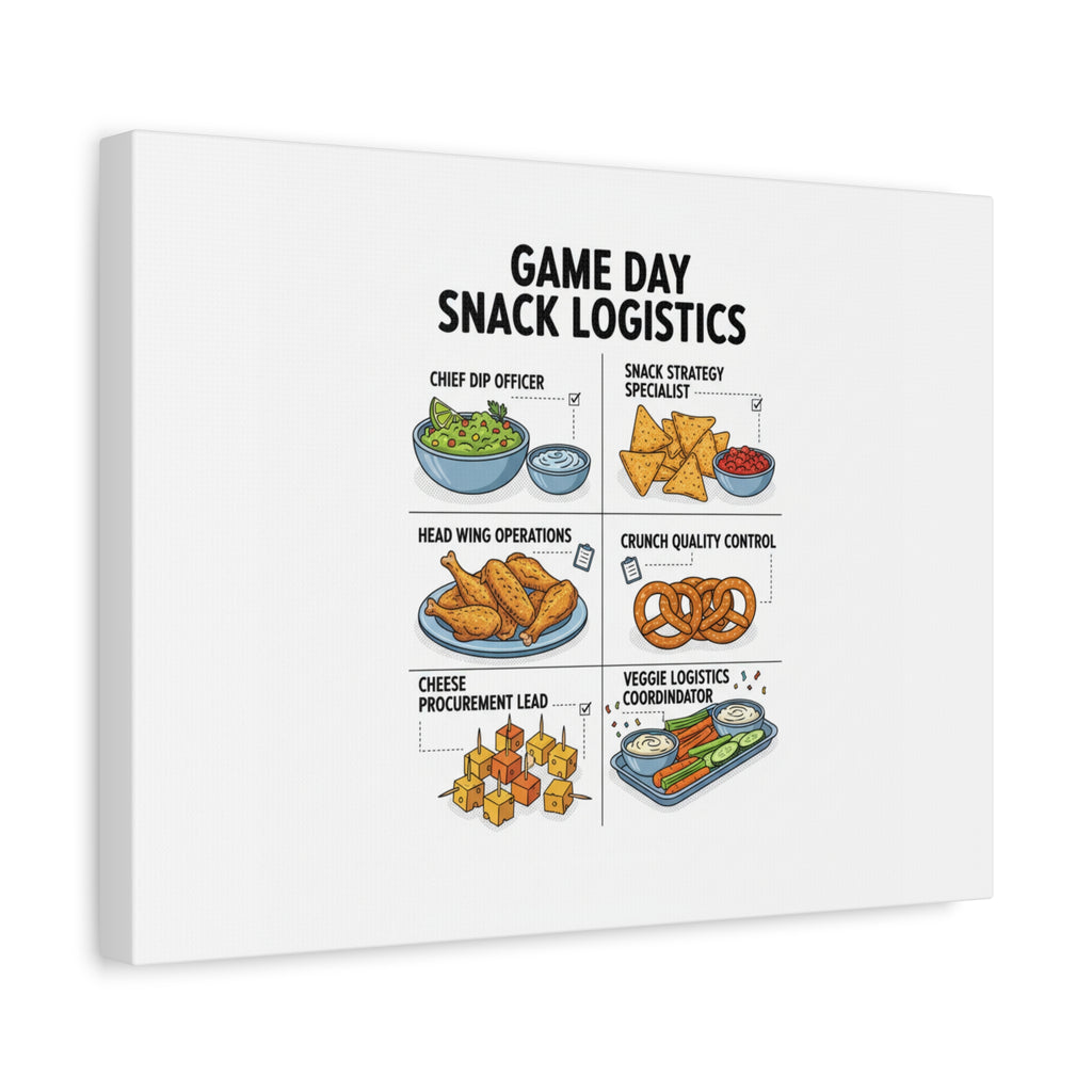 Game Day Snack Logistics Canvas, Dip Strategist Poster | Game Day Blueprint