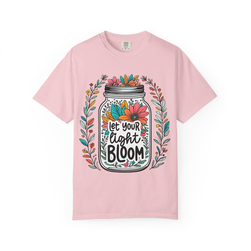 Let Your Light Bloom T-Shirt — Floral Mason Jar Inspirational Tee