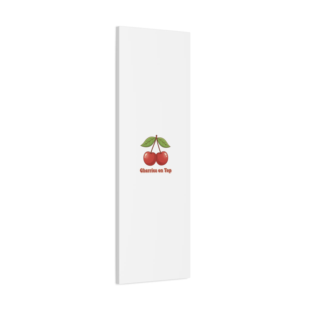Cherry Illustration Canvas, vintage cherry fruit motif | kawaii retro wall art