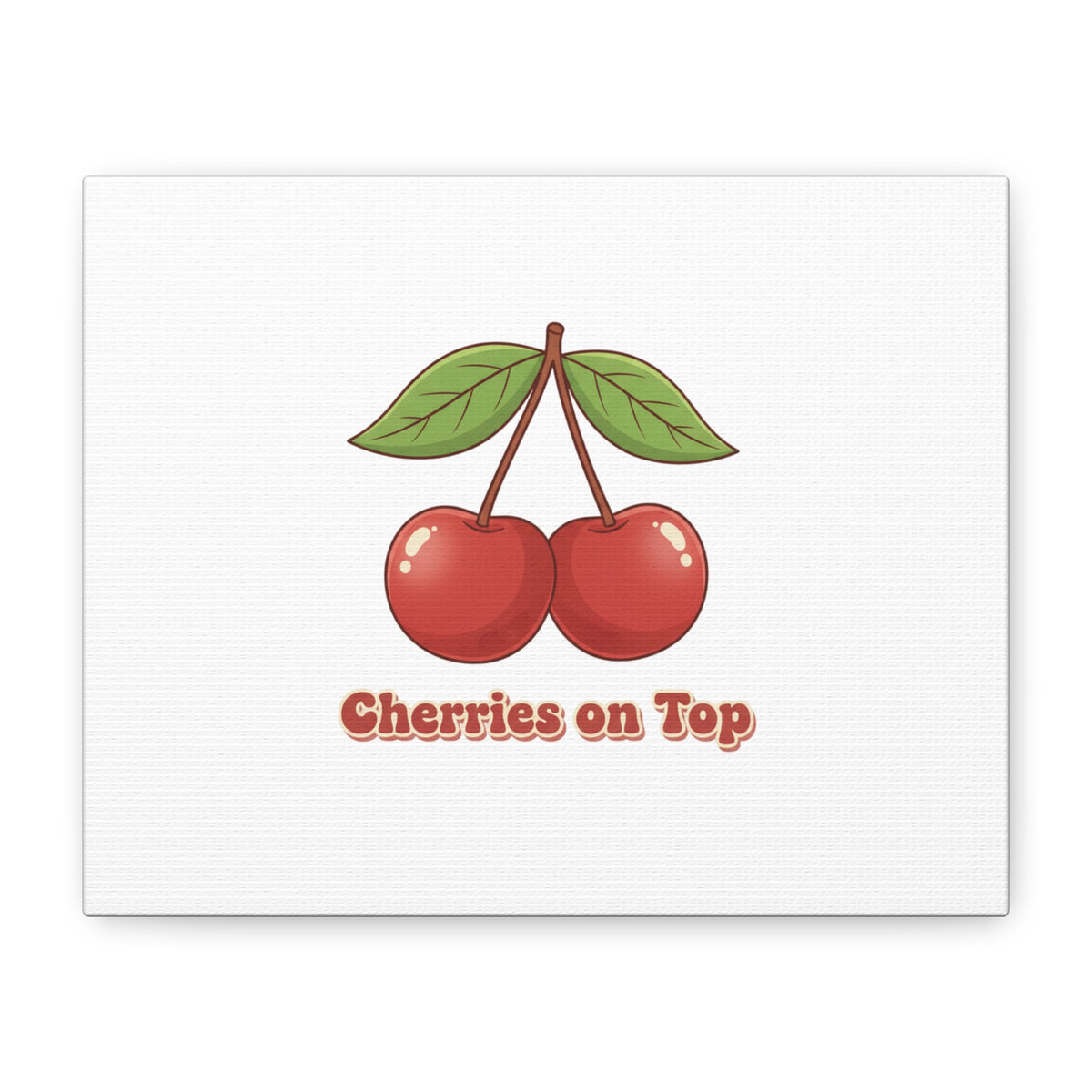 Cherry Illustration Canvas, vintage cherry fruit motif | kawaii retro wall art