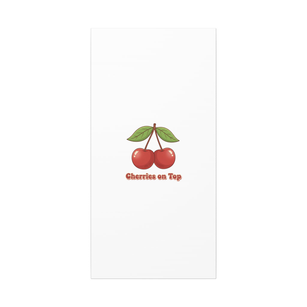 Cherry Illustration Canvas, vintage cherry fruit motif | kawaii retro wall art
