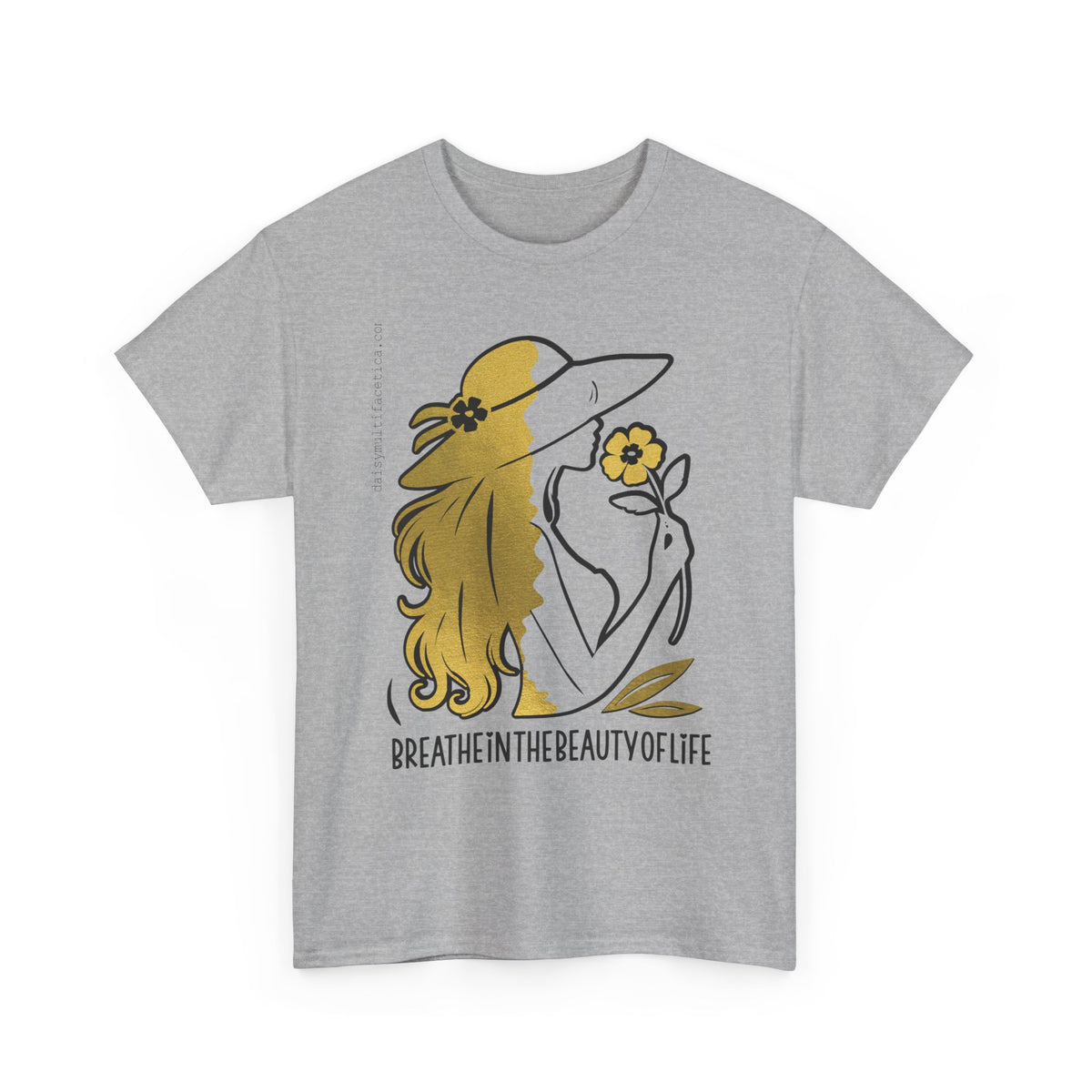 Women’s Floral Mindfulness Tee — “Breathe in the Beauty of Life” Graphic Shirt