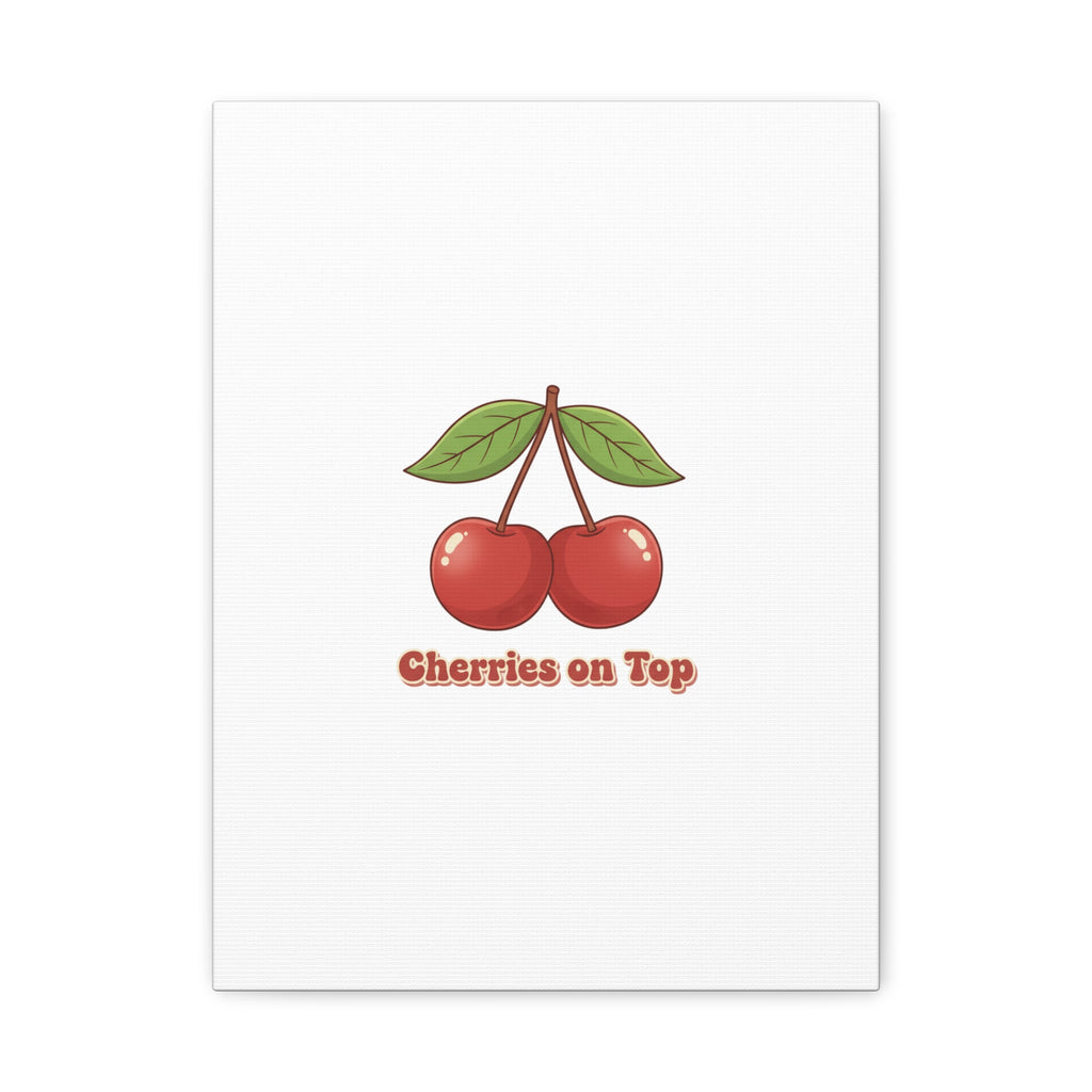 Cherry Illustration Canvas, vintage cherry fruit motif | kawaii retro wall art