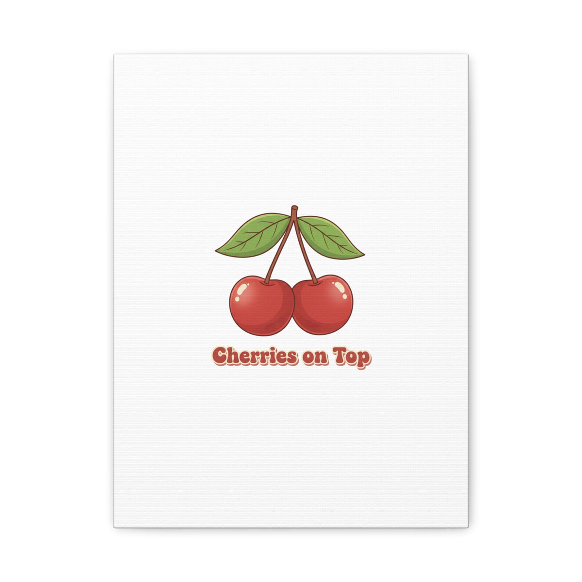 Cherry Illustration Canvas, vintage cherry fruit motif | kawaii retro wall art