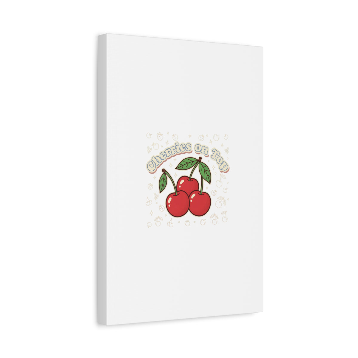 Cherries on Top Canvas | Retro Kawaii Fruit Print, Cherry Wall Art