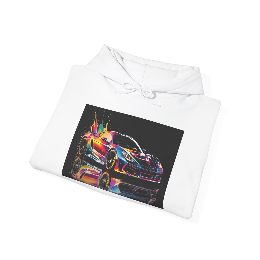 Colorful Sports Car Hoodie — Neon Racing Art Pullover