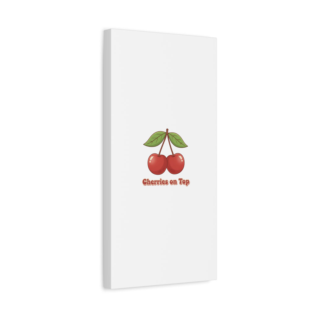 Cherry Illustration Canvas, vintage cherry fruit motif | kawaii retro wall art