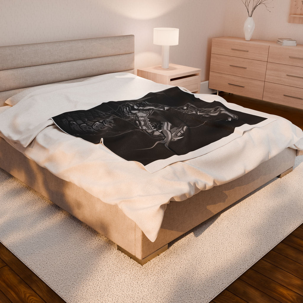 Snake Head Velveteen Plush Blanket — Monochrome Rattlesnake Throw for Gothic, Nature & Reptile Lovers