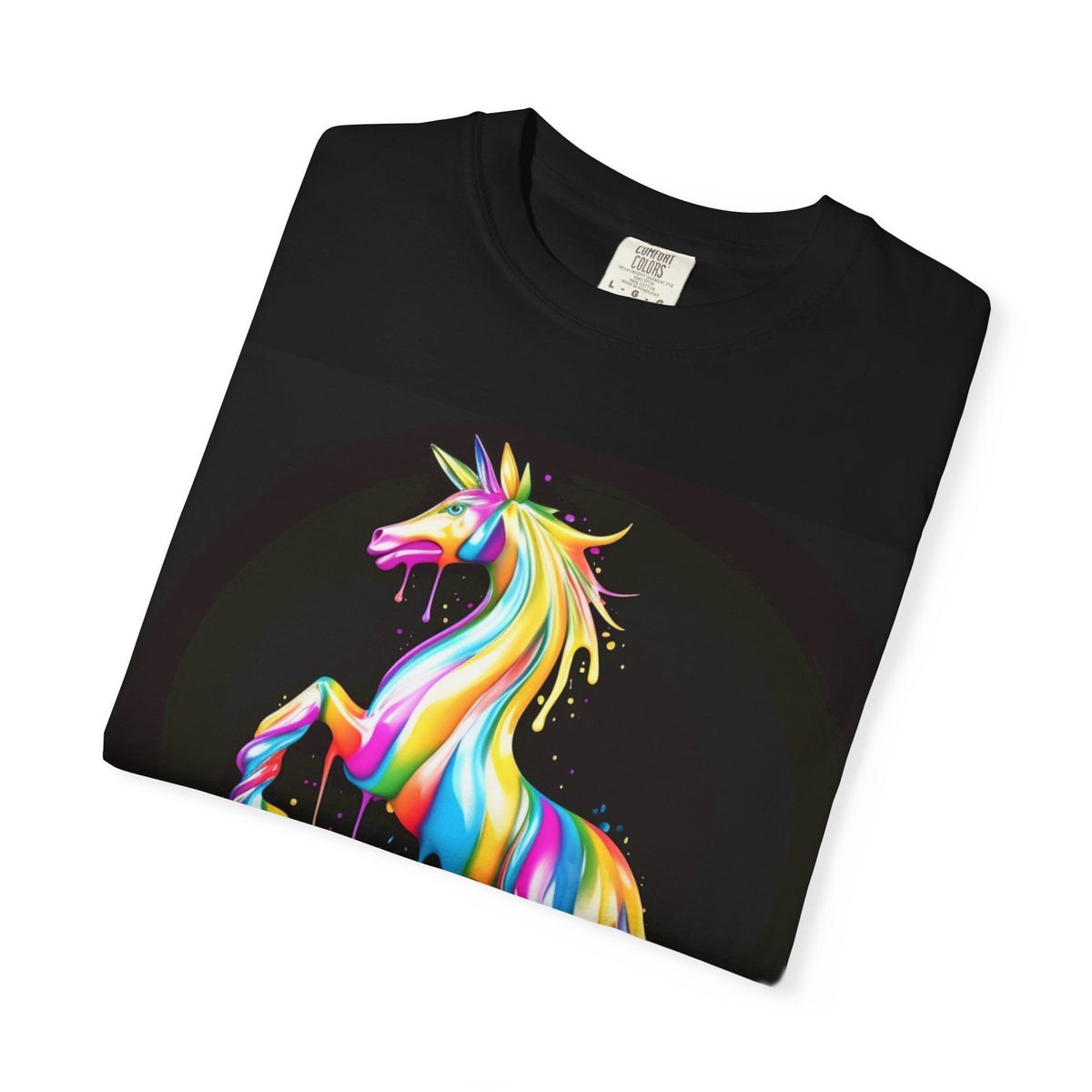 Rainbow Drip Unicorn T-Shirt — Vibrant Paint-Splash Horse Graphic Tee