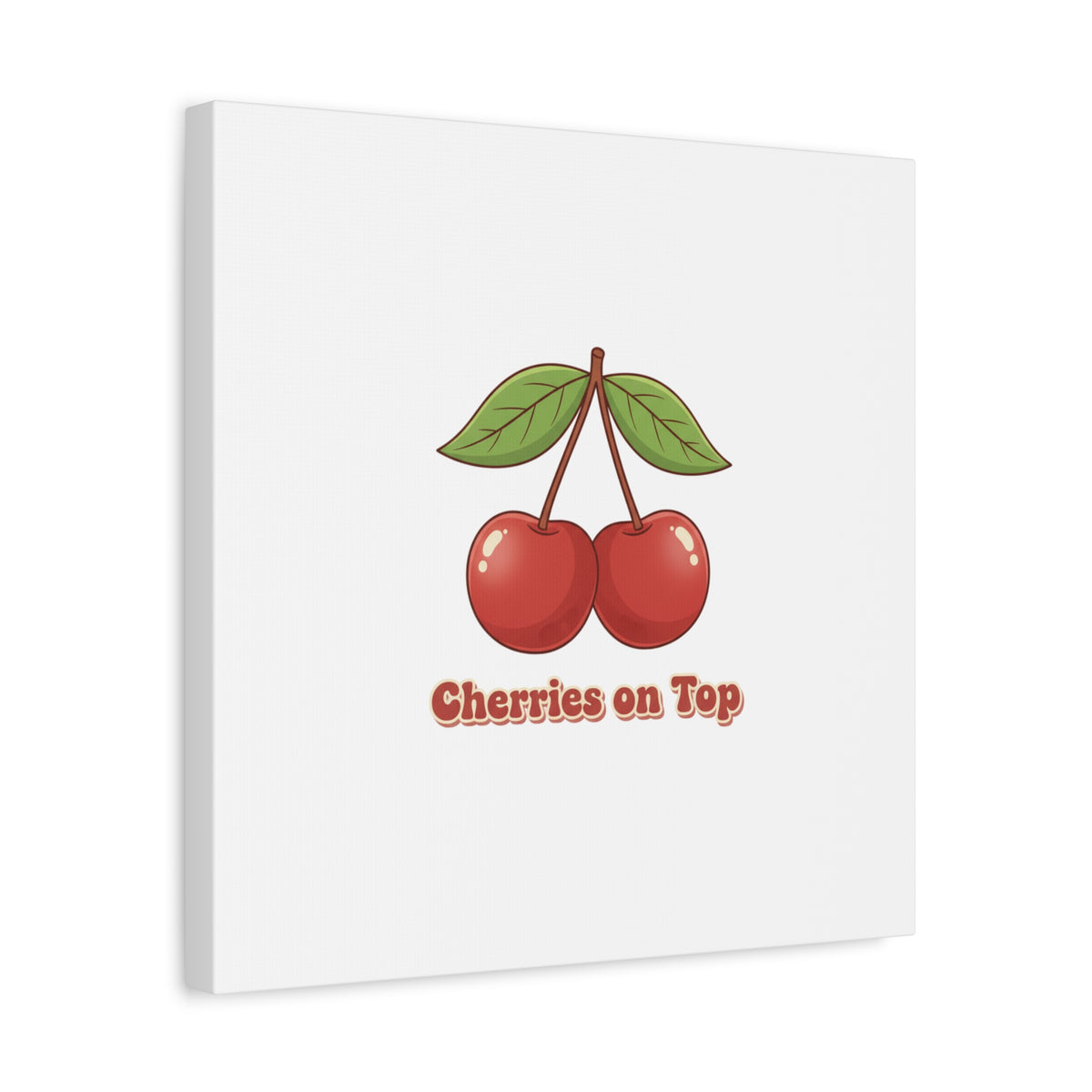 Cherry Illustration Canvas, vintage cherry fruit motif | kawaii retro wall art