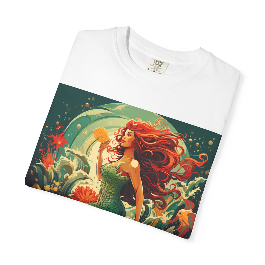Mermaid Fantasy T-Shirt — Redhead Sea Siren Illustration