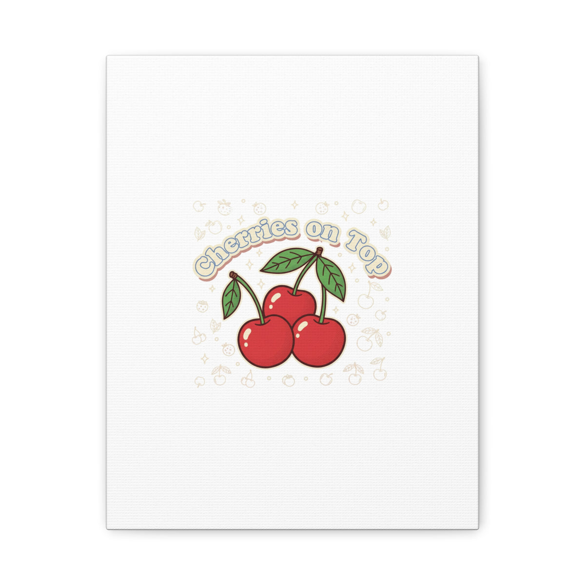 Cherries on Top Canvas | Retro Kawaii Fruit Print, Cherry Wall Art
