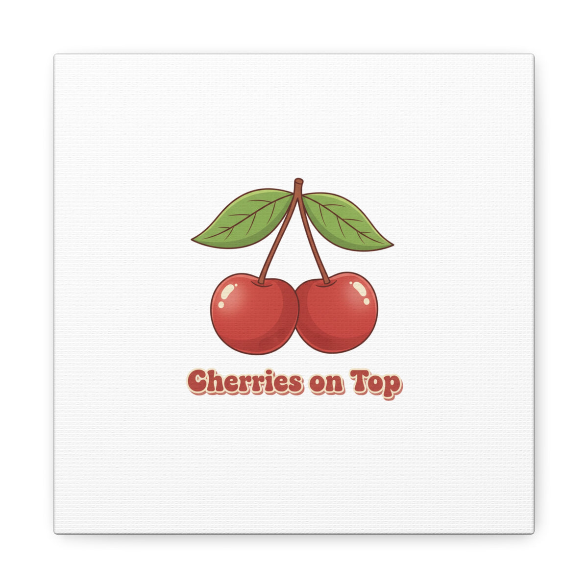 Cherry Illustration Canvas, vintage cherry fruit motif | kawaii retro wall art