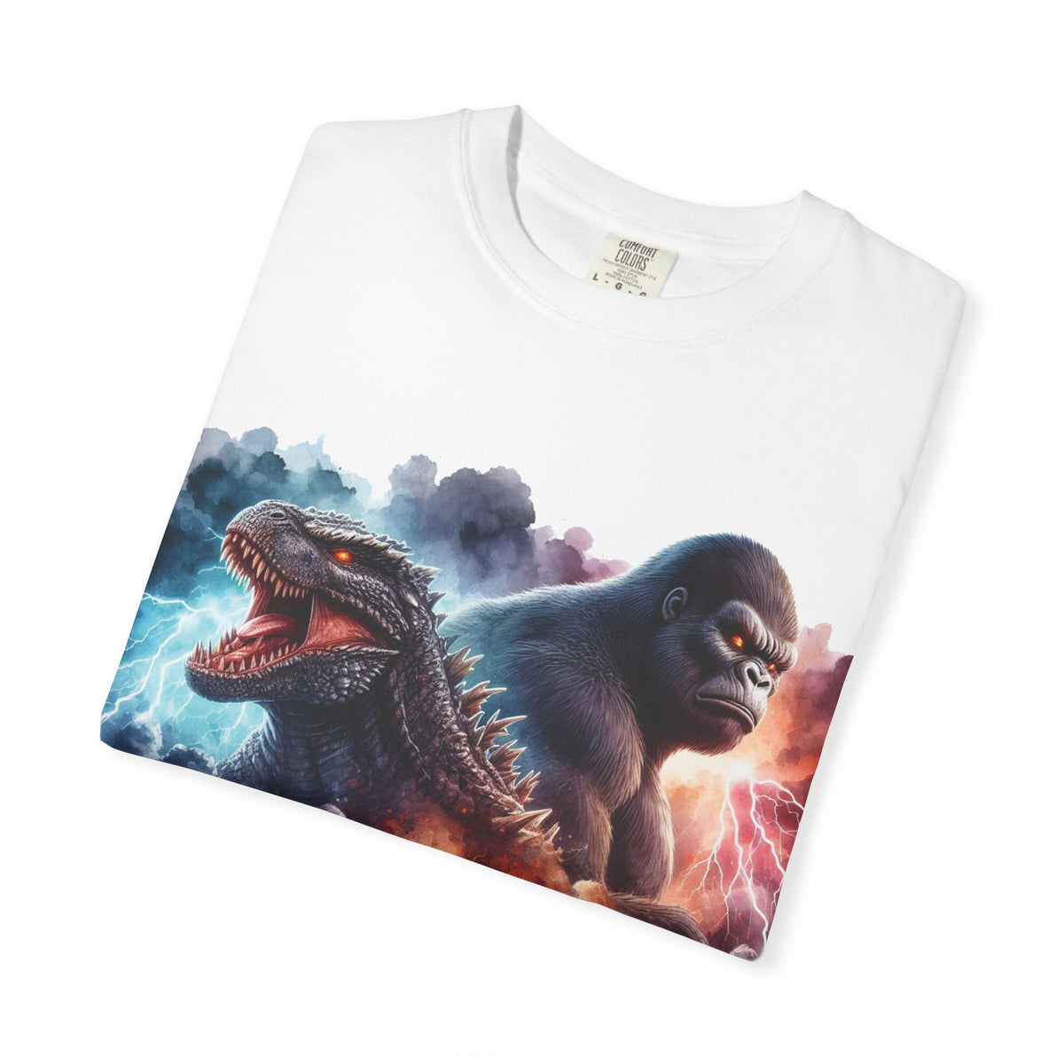 King Kong vs Monster Cityscape T-shirt | Giant Ape vs Serpent Illustration