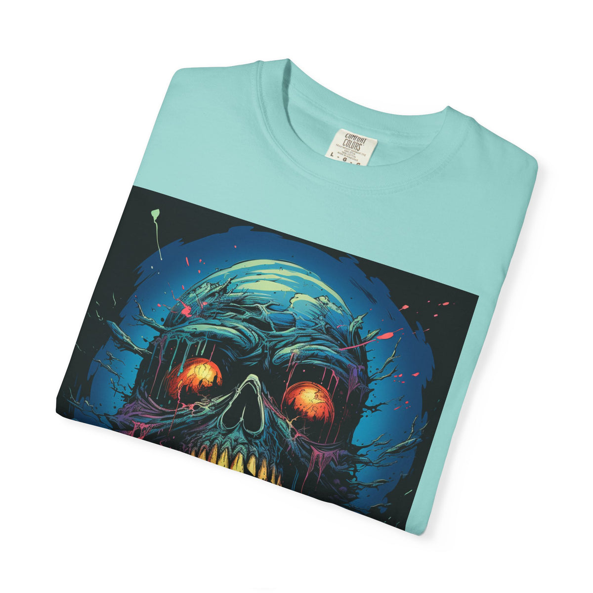 Horror Skull T-Shirt — Glowing Zombie Skull Graphic Tee for Halloween