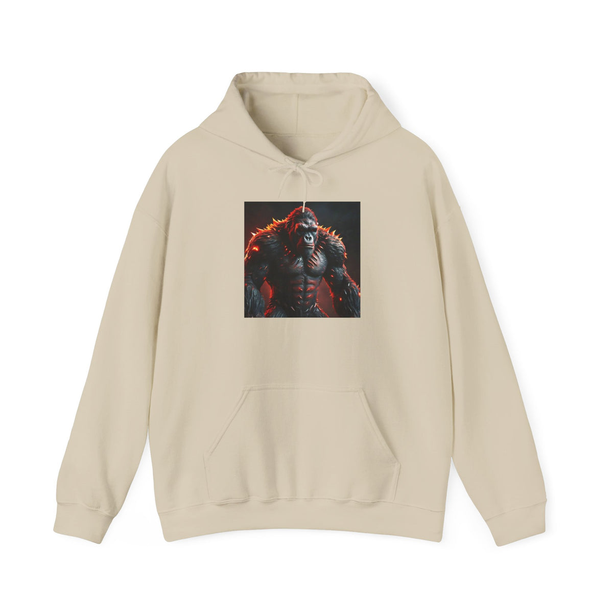 Gorilla King Graphic Hoodie — Dramatic Red-Light Primate Portrait